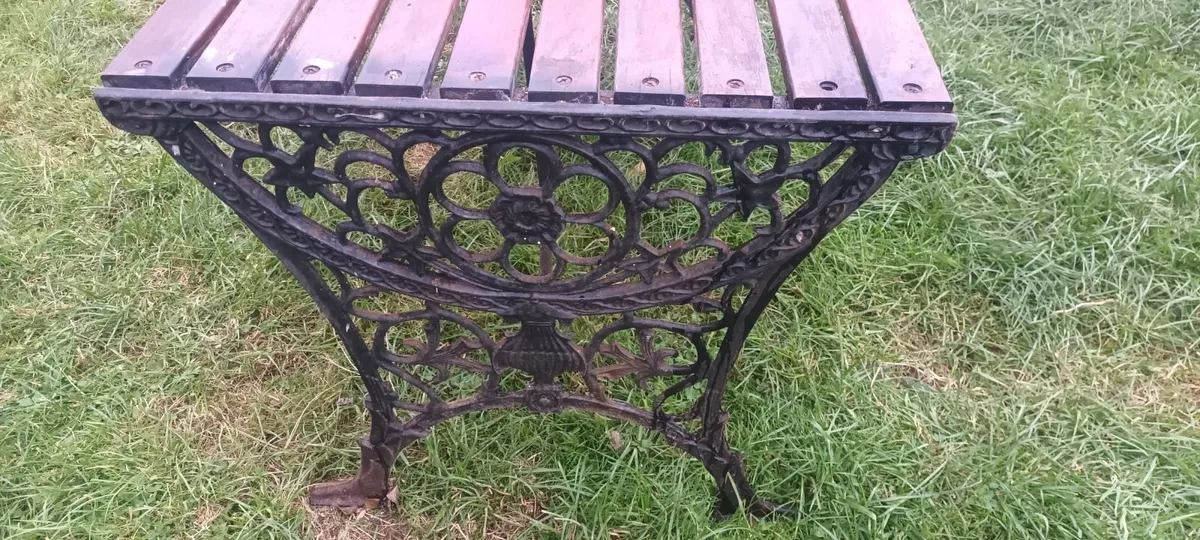 Cast Iron & Wood Vintage Garden Table - Image 2