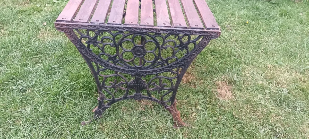 Cast Iron & Wood Vintage Garden Table - Image 4