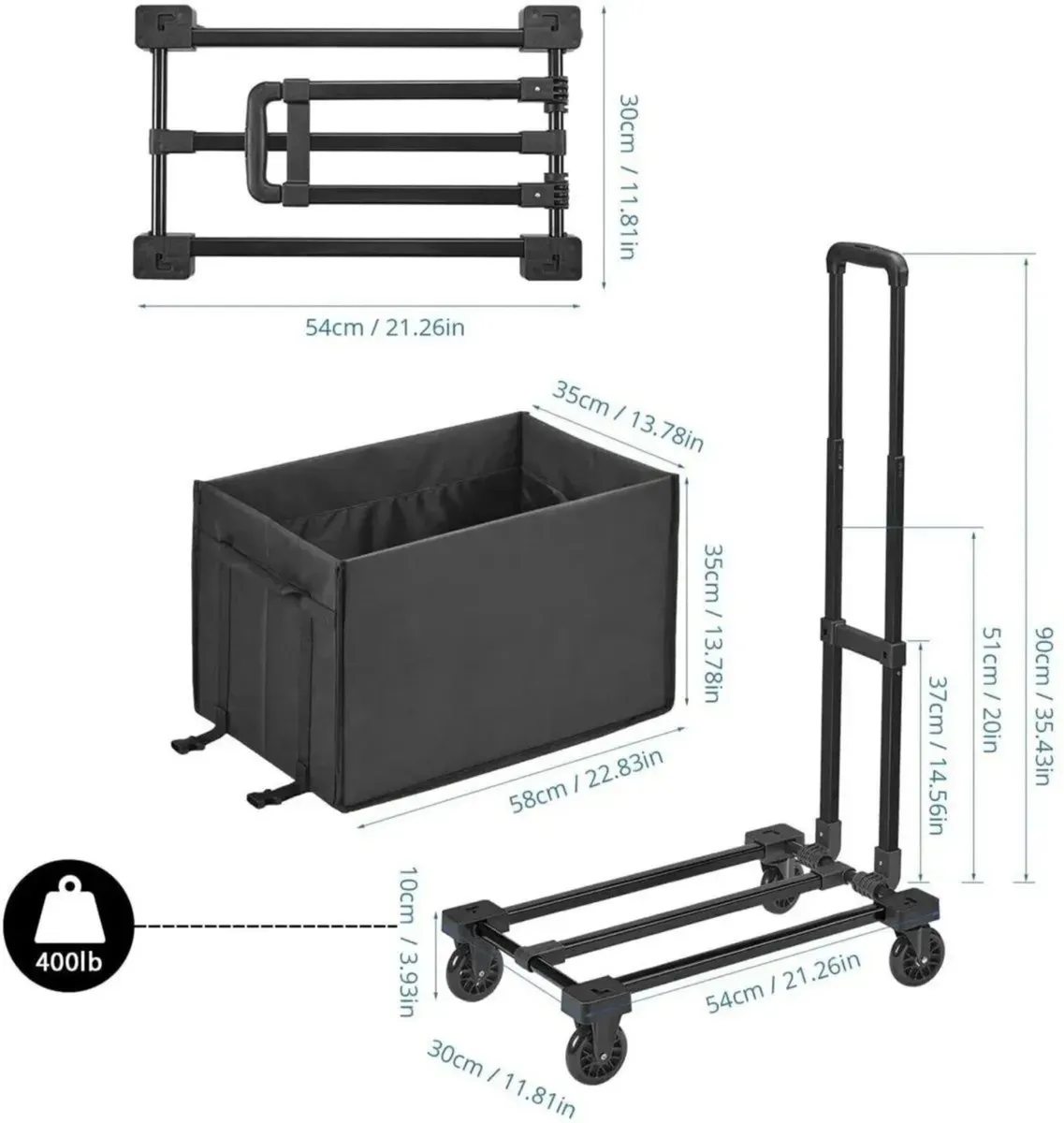 Hand Truck Bag Folding Trolley Cart 2-in-1 - Image 3