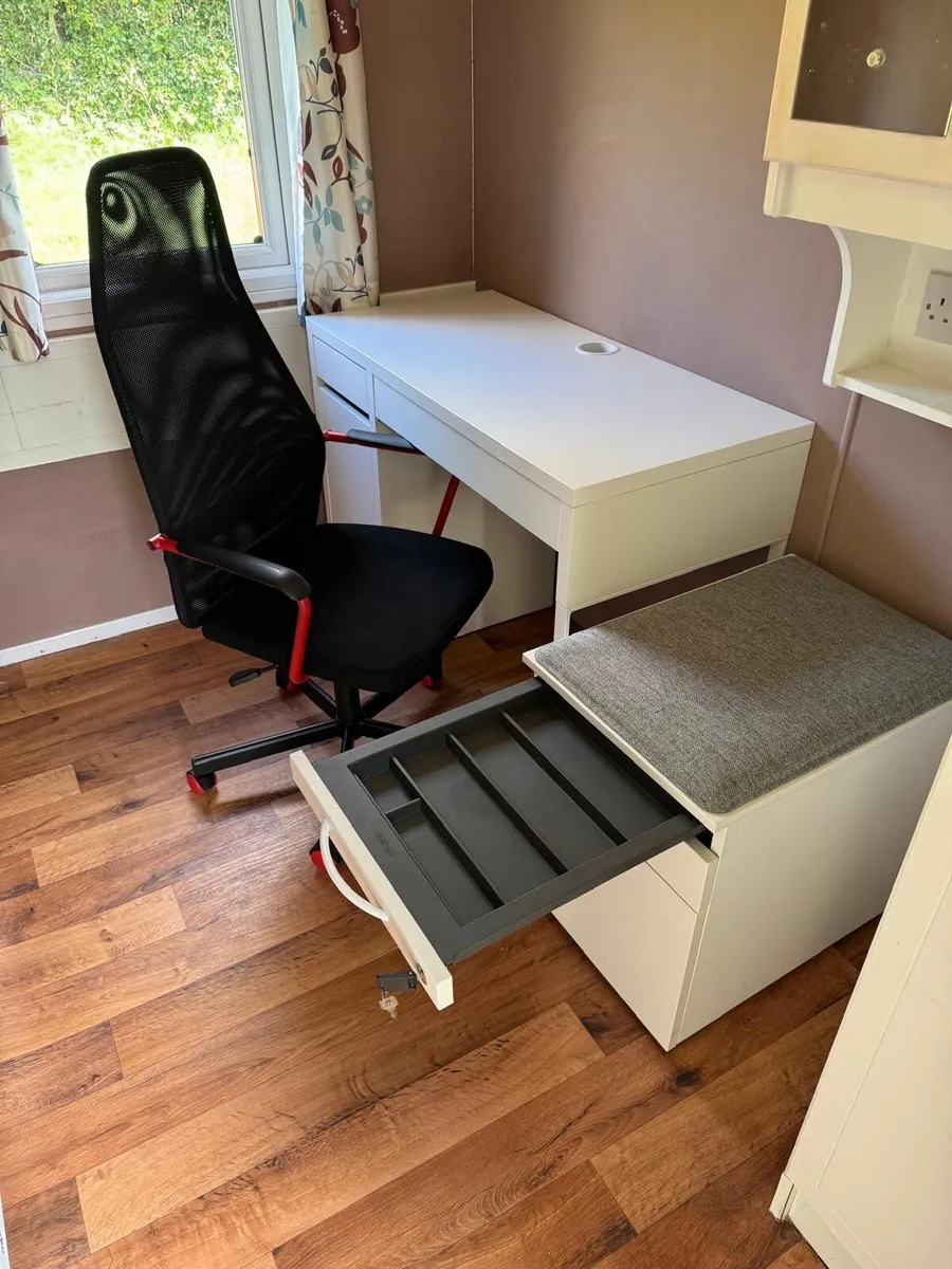 Desk, Chair & Lockable Pedestal Drawer - Image 2