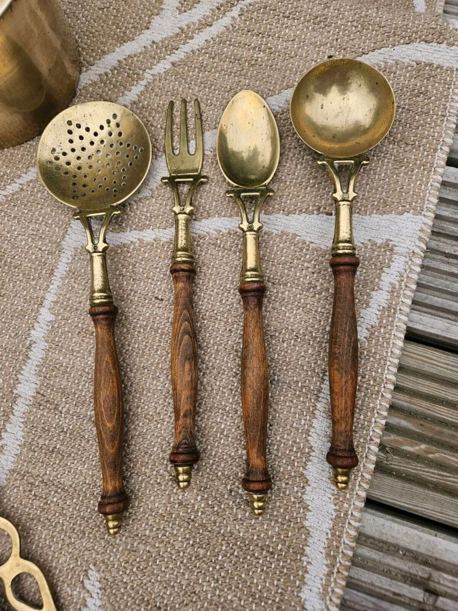 Vintage Brass Kettle & Utensils - Delivered - Image 3