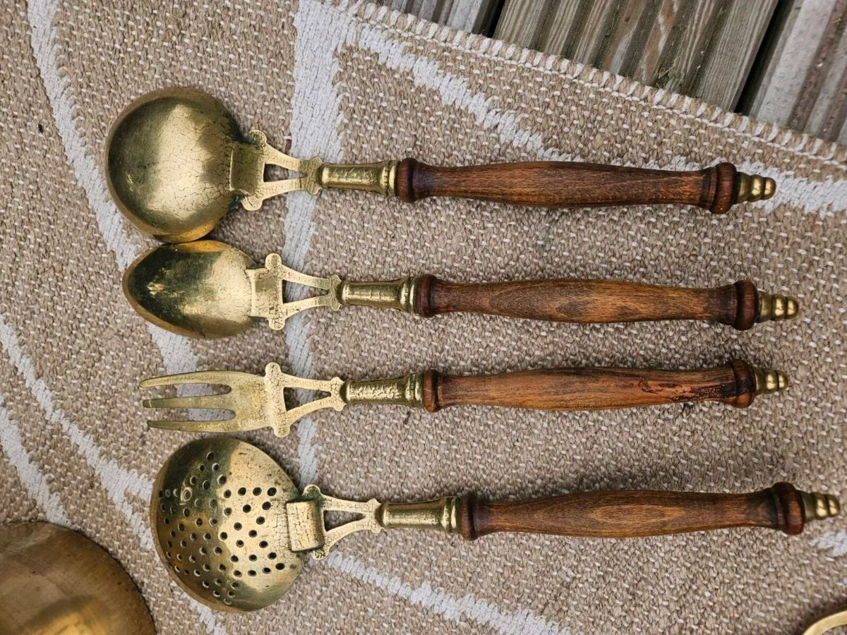 Vintage Brass Kettle & Utensils - Delivered - Image 4