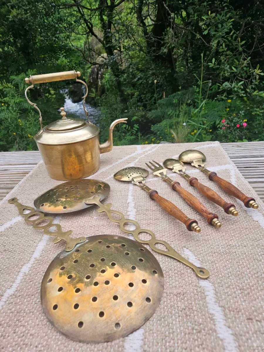Vintage Brass Kettle & Utensils - Delivered - Image 1
