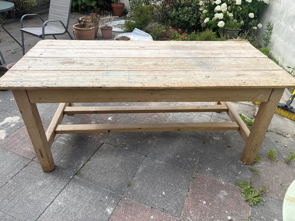 Table farmhouse antique pine - Image 3