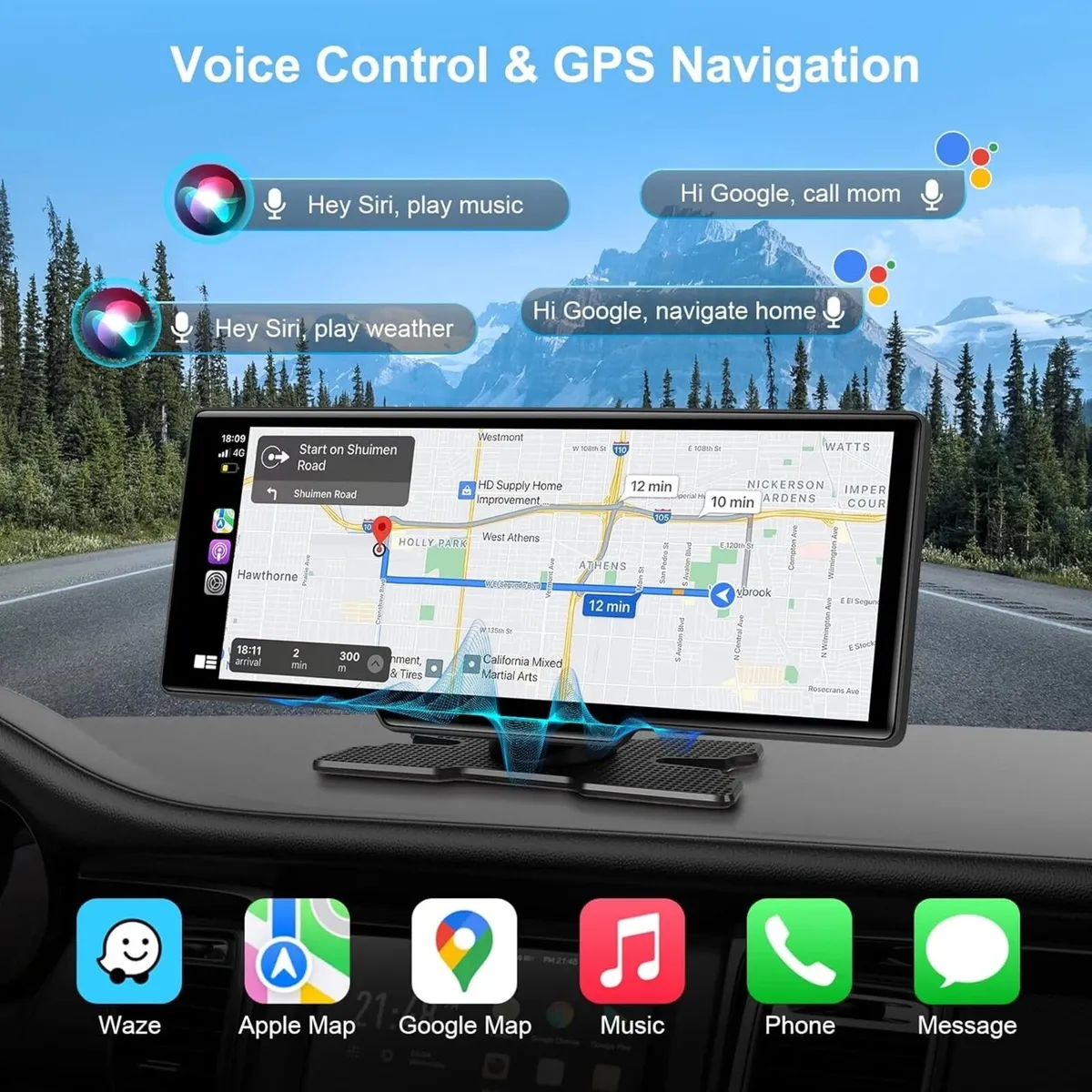 Smart 10.26” Car Monitor CarPlay & Dual-Dash Cam - Image 2