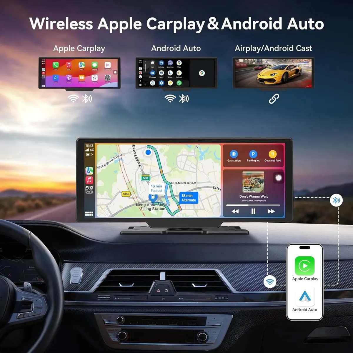 Smart 10.26” Car Monitor CarPlay & Dual-Dash Cam - Image 1