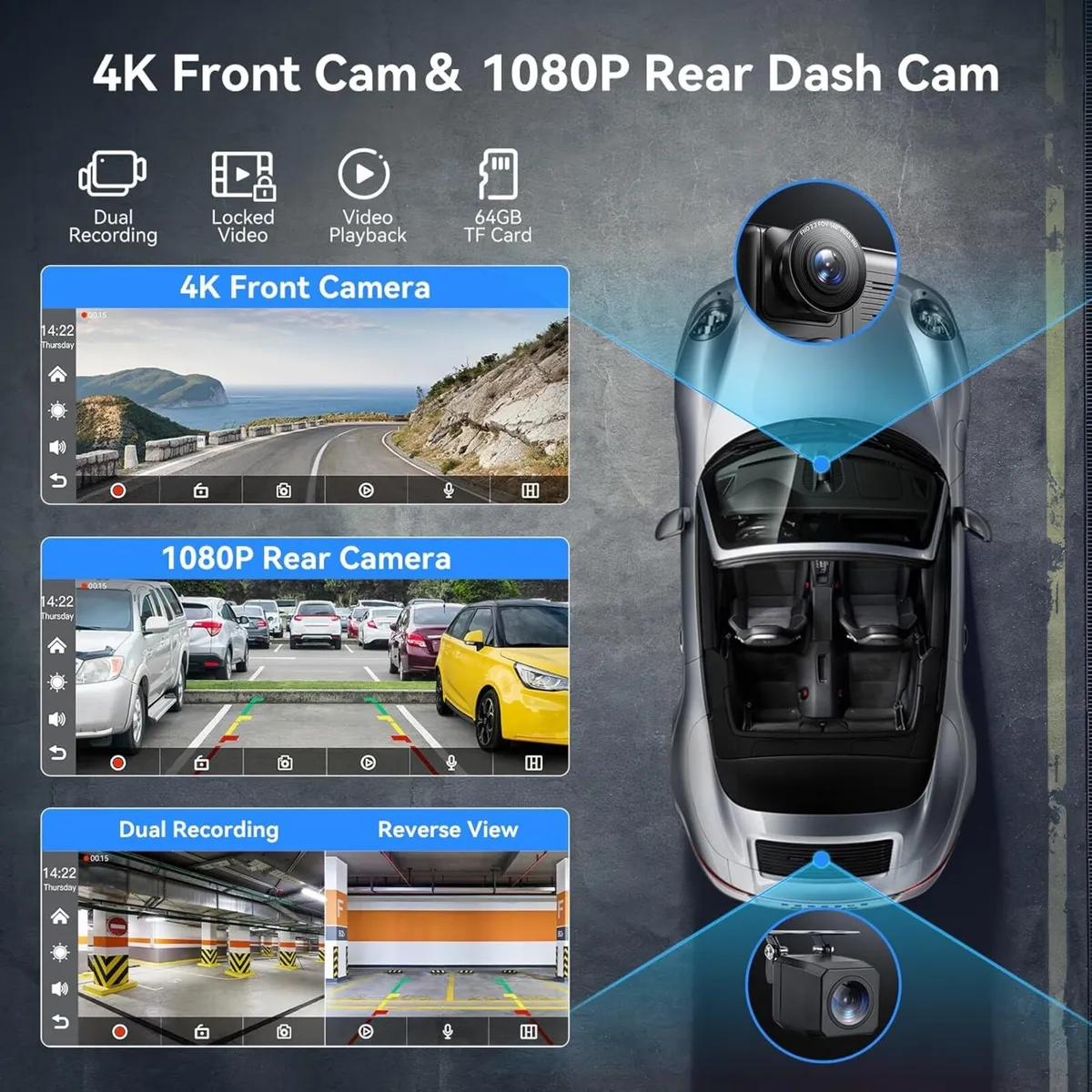 Smart 10.26” Car Monitor CarPlay & Dual-Dash Cam - Image 4