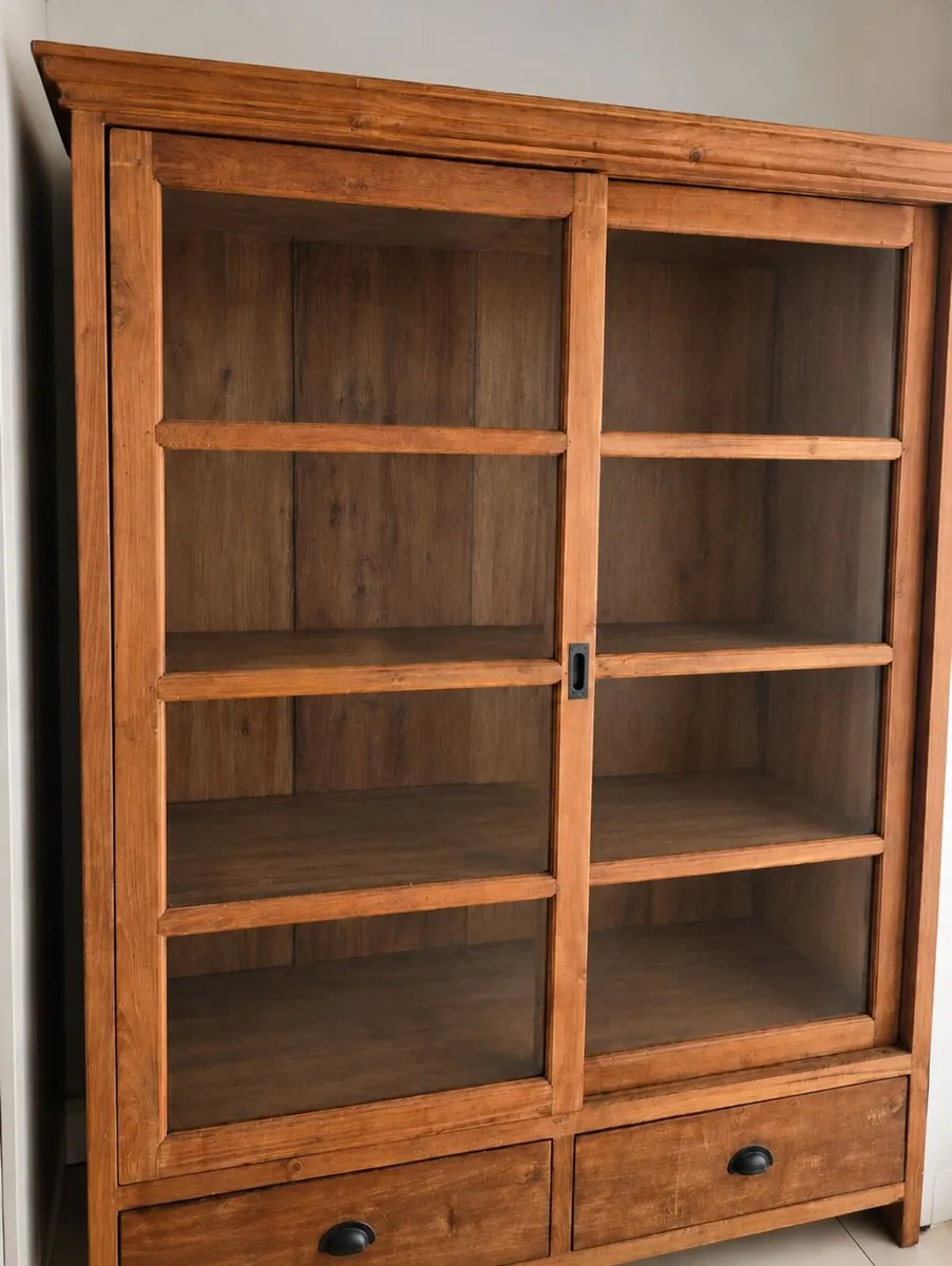 Large Solid Wood Glass Display Cabinet / Kitchen - Image 1