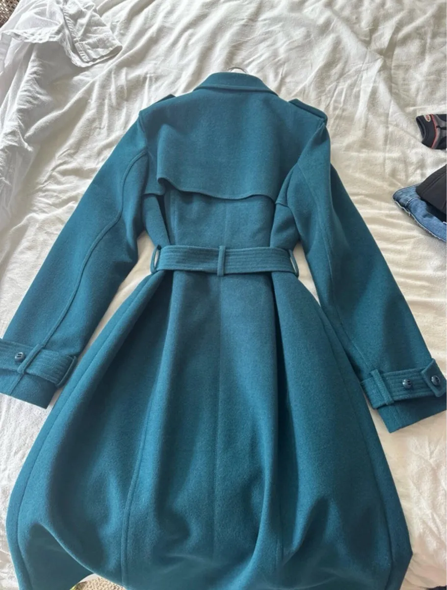Wool blend Belted Coat teal/peacock blue - Image 4