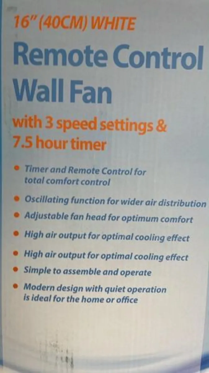 16" Wall Mount Fan with Remote Control - Image 2