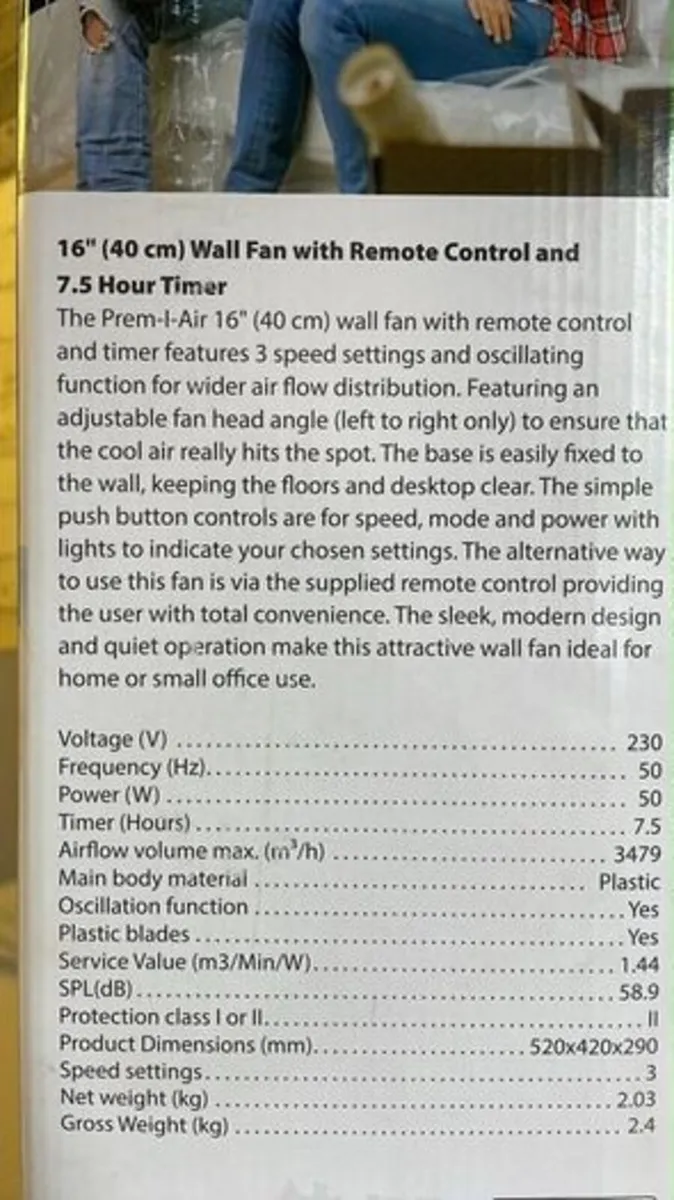 16" Wall Mount Fan with Remote Control - Image 3