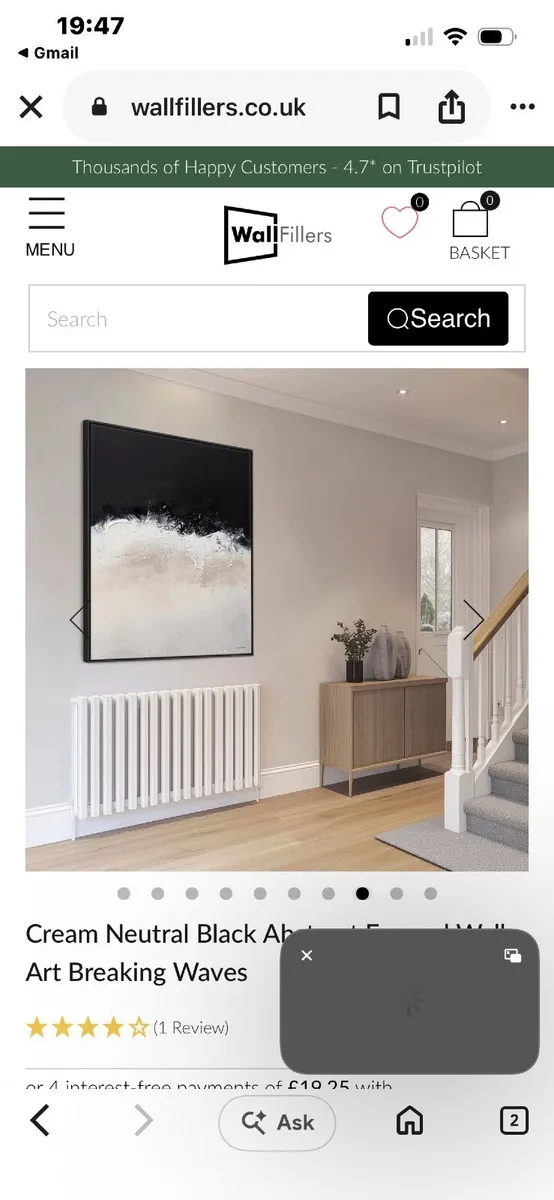 Cream Neutral Black Abstract Framed Wall Art Brea - Image 1