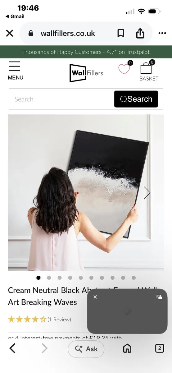 Cream Neutral Black Abstract Framed Wall Art Brea - Image 2