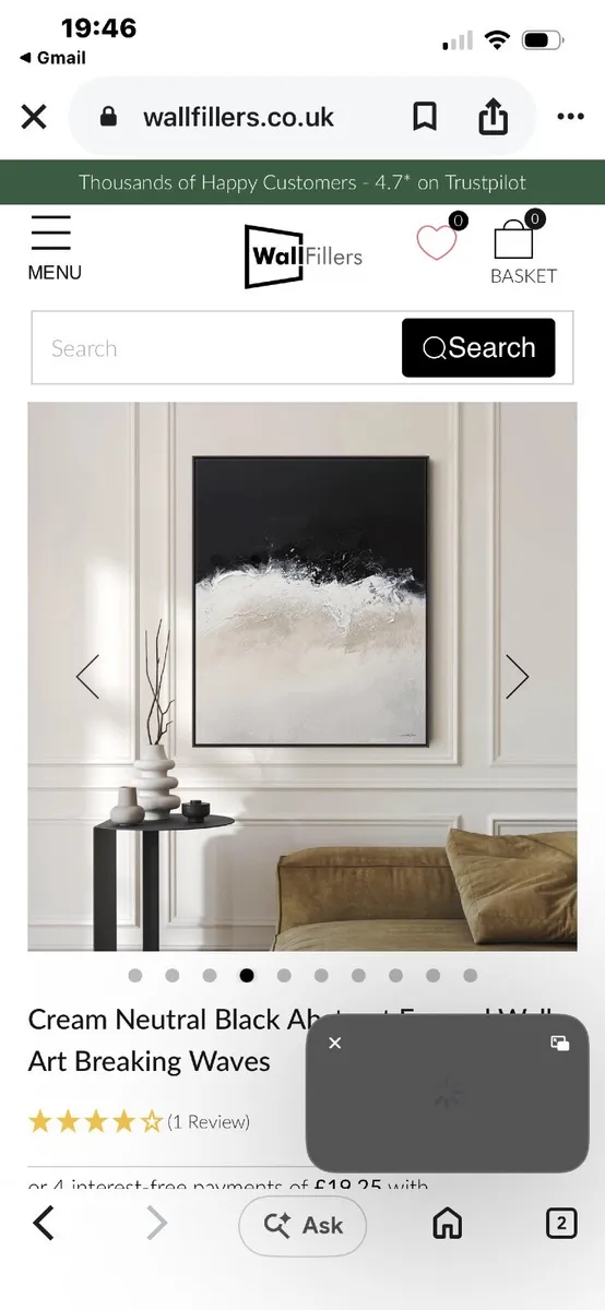 Cream Neutral Black Abstract Framed Wall Art Brea - Image 3