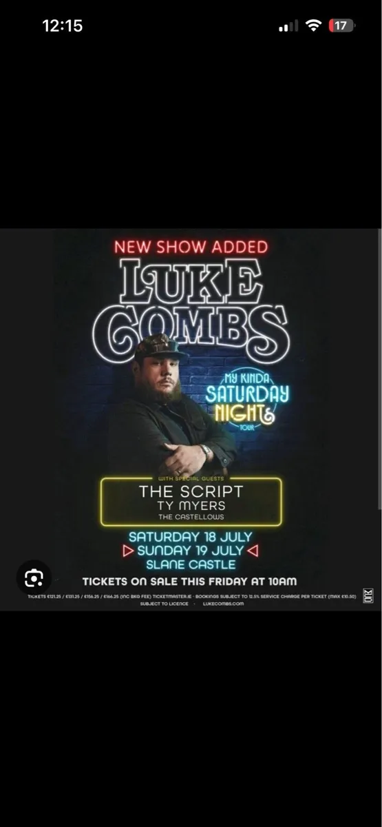 Luke Combs Tickets Slane