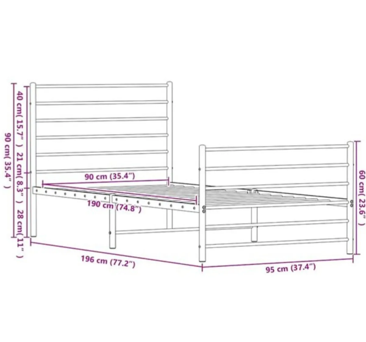 Bed frame and mattress single - Image 2