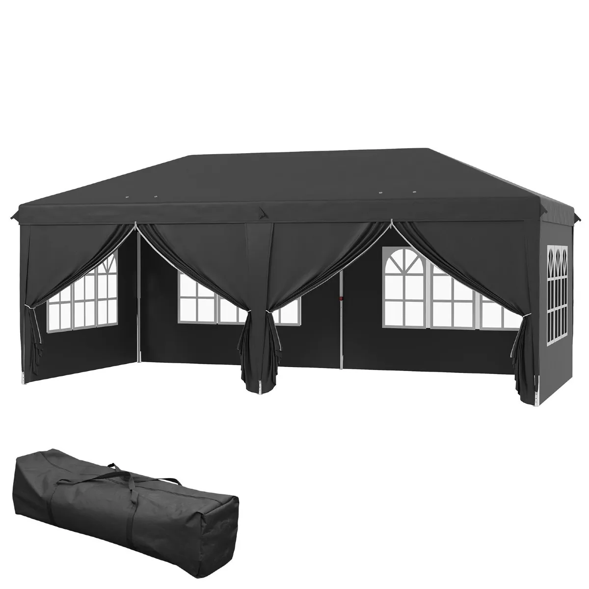 3 x 6m Pop-Up Gazebo, with Removable Walls - Black - Image 4