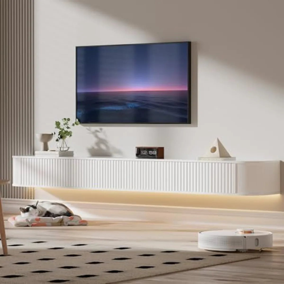 Floating TV Stand Unit with RGB LED Light - 220CM - Image 1