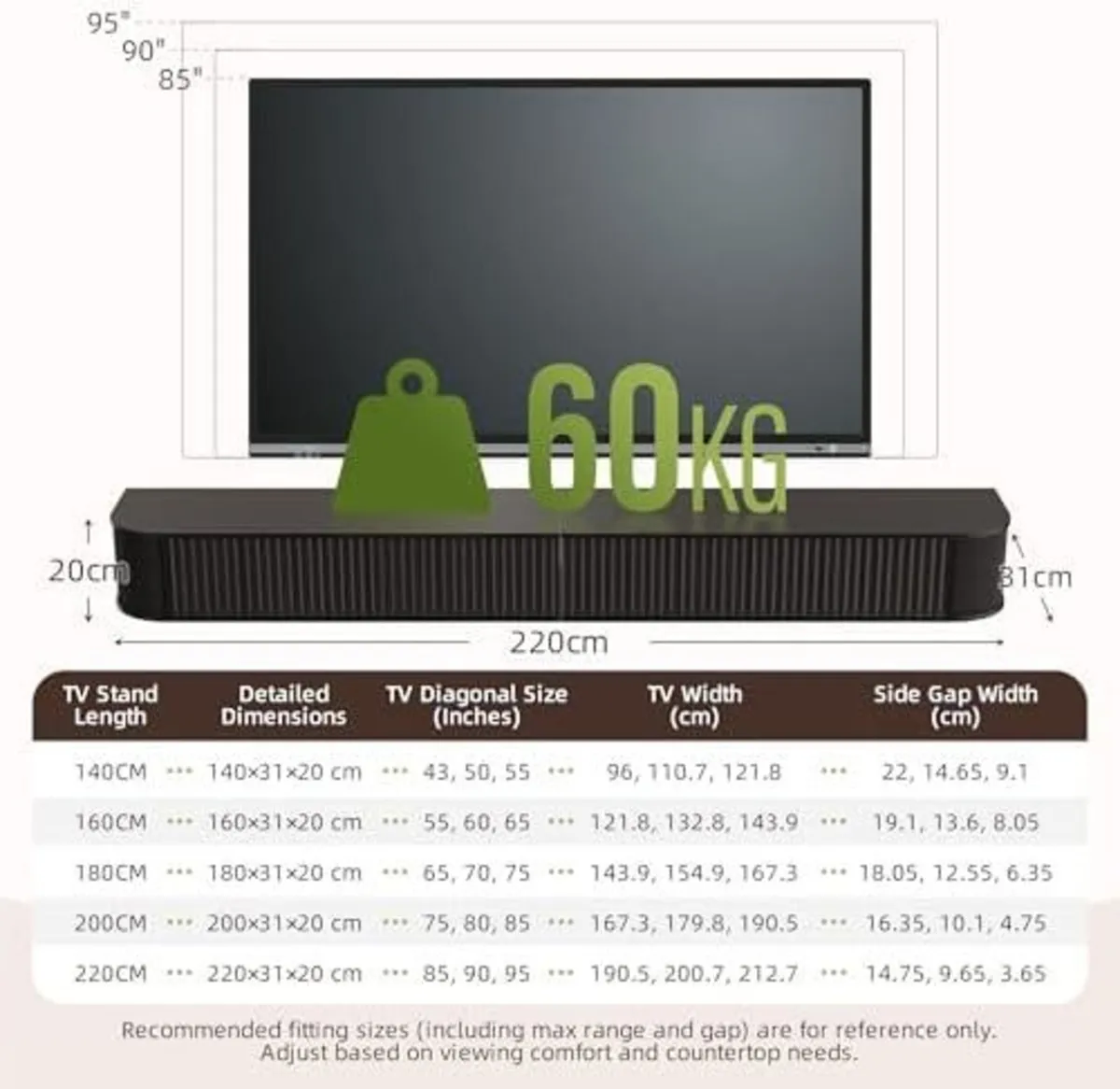 Floating TV Stand Unit with RGB LED Light - 220CM - Image 2