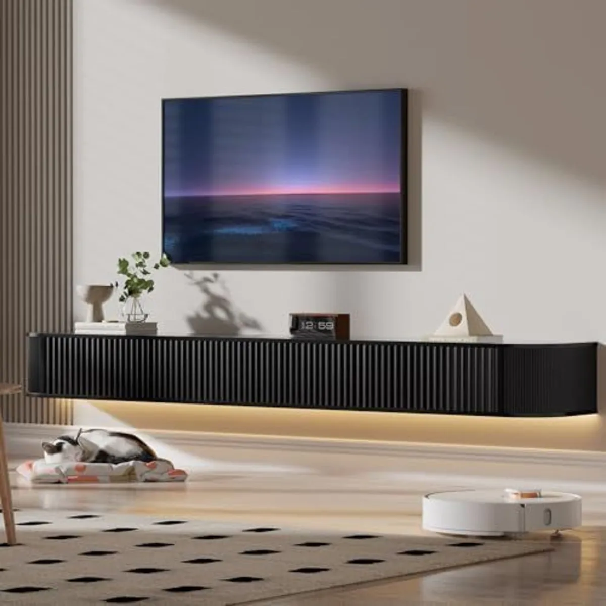 Floating TV Stand Unit with RGB LED Light - 220CM - Image 1