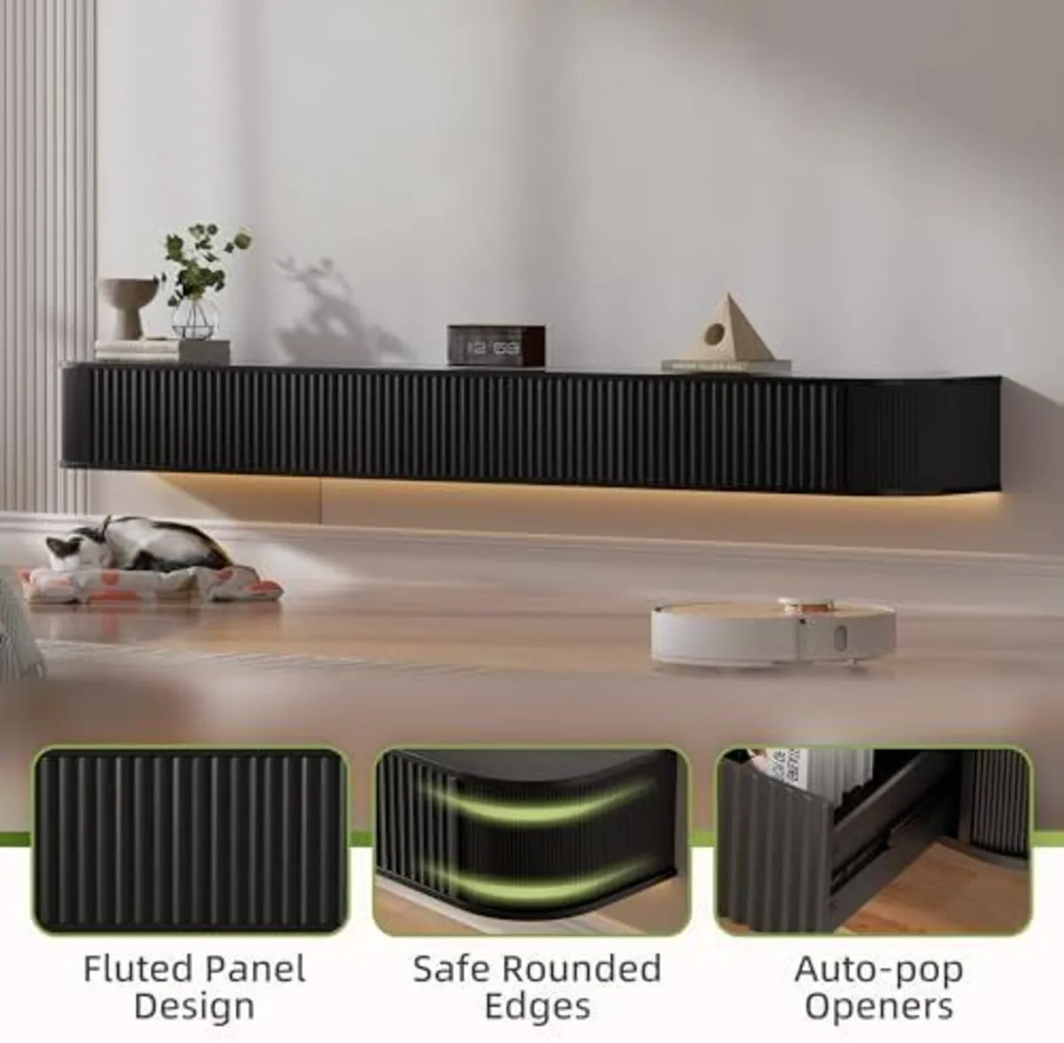 Floating TV Stand Unit with RGB LED Light - 220CM - Image 3