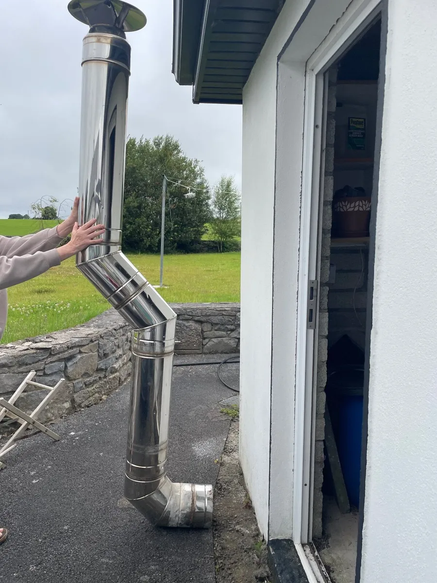 Stainless steel twin wall flue.