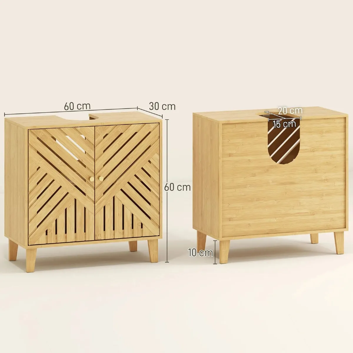 Bamboo Bathroom Under Sink Cabinet with Adjustable - Image 2