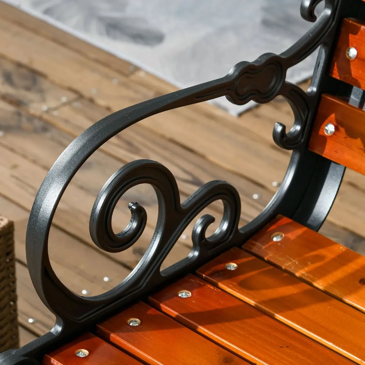 Two-Seater Bench with Decorative Armrests for Gard - Image 3