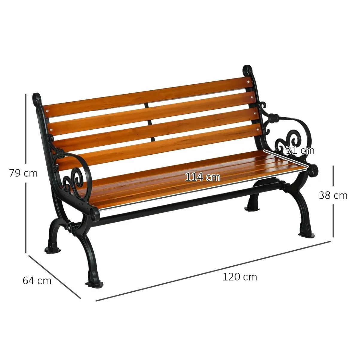 Two-Seater Bench with Decorative Armrests for Gard - Image 4