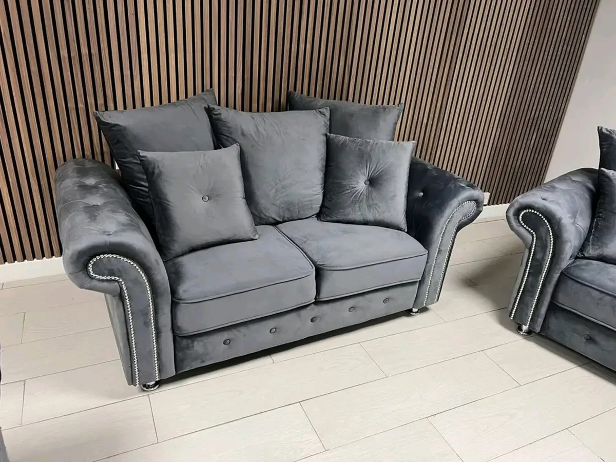 Olympia Grey & Cream Fabric Sofa Set - Image 3