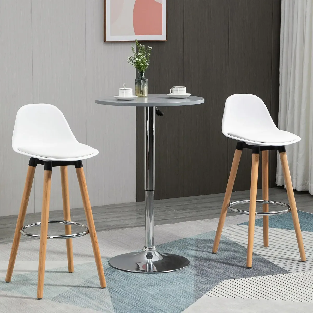 2 Piece Bar Stool Set Scandinavian Design, Footres - Image 1