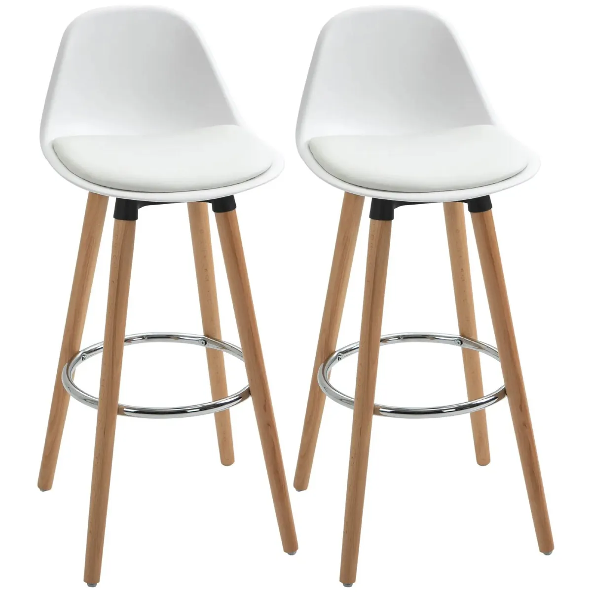 2 Piece Bar Stool Set Scandinavian Design, Footres - Image 4
