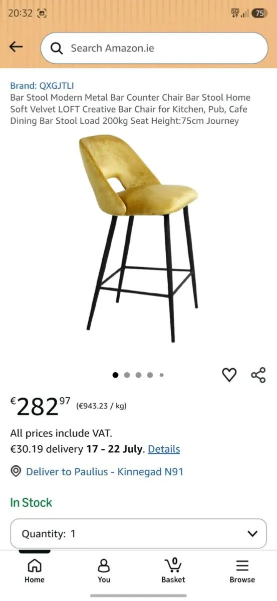 Bar stool set of 2, modern design - Image 4