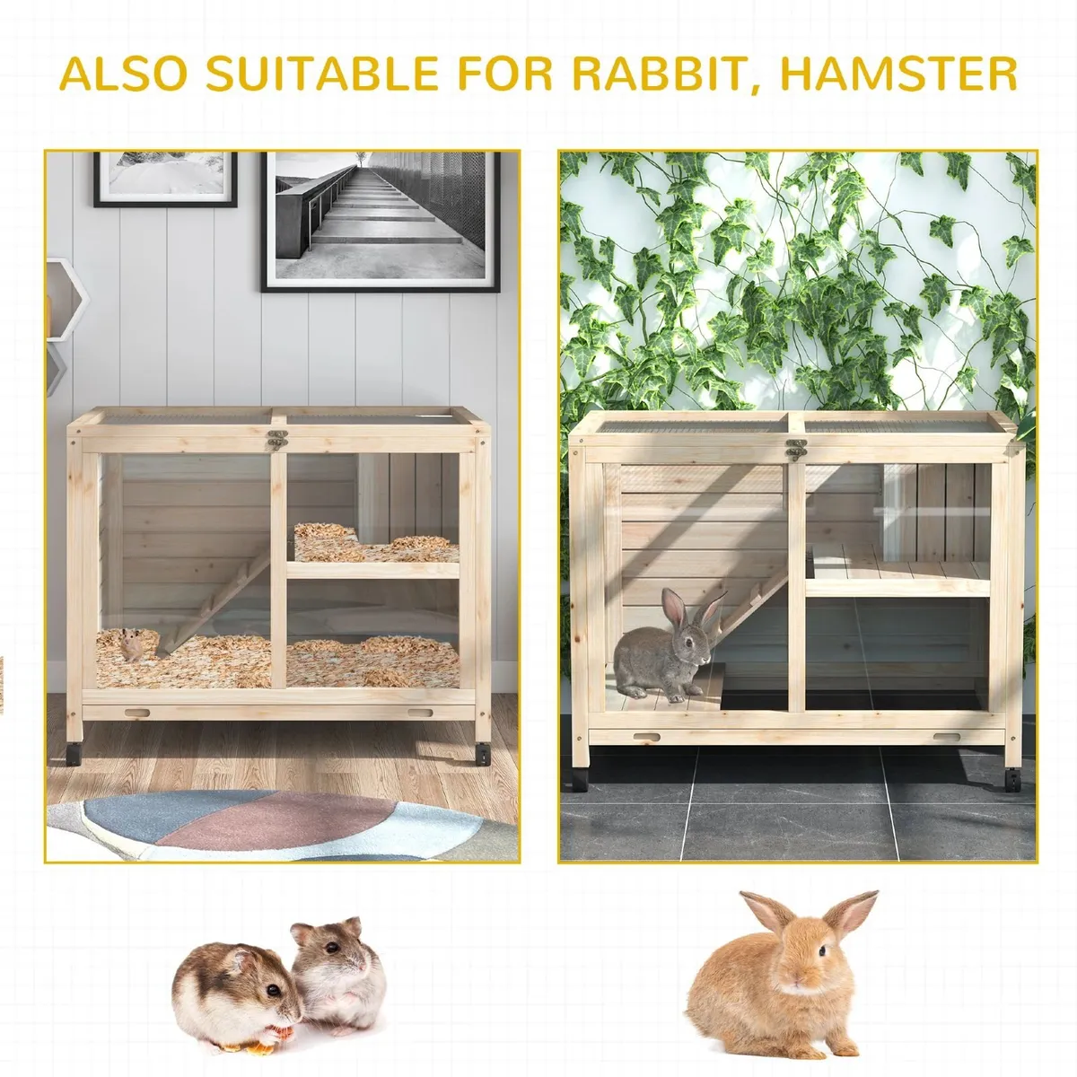 Wooden Rabbit Hutch Guinea Pigs House Bunny Small - Image 3