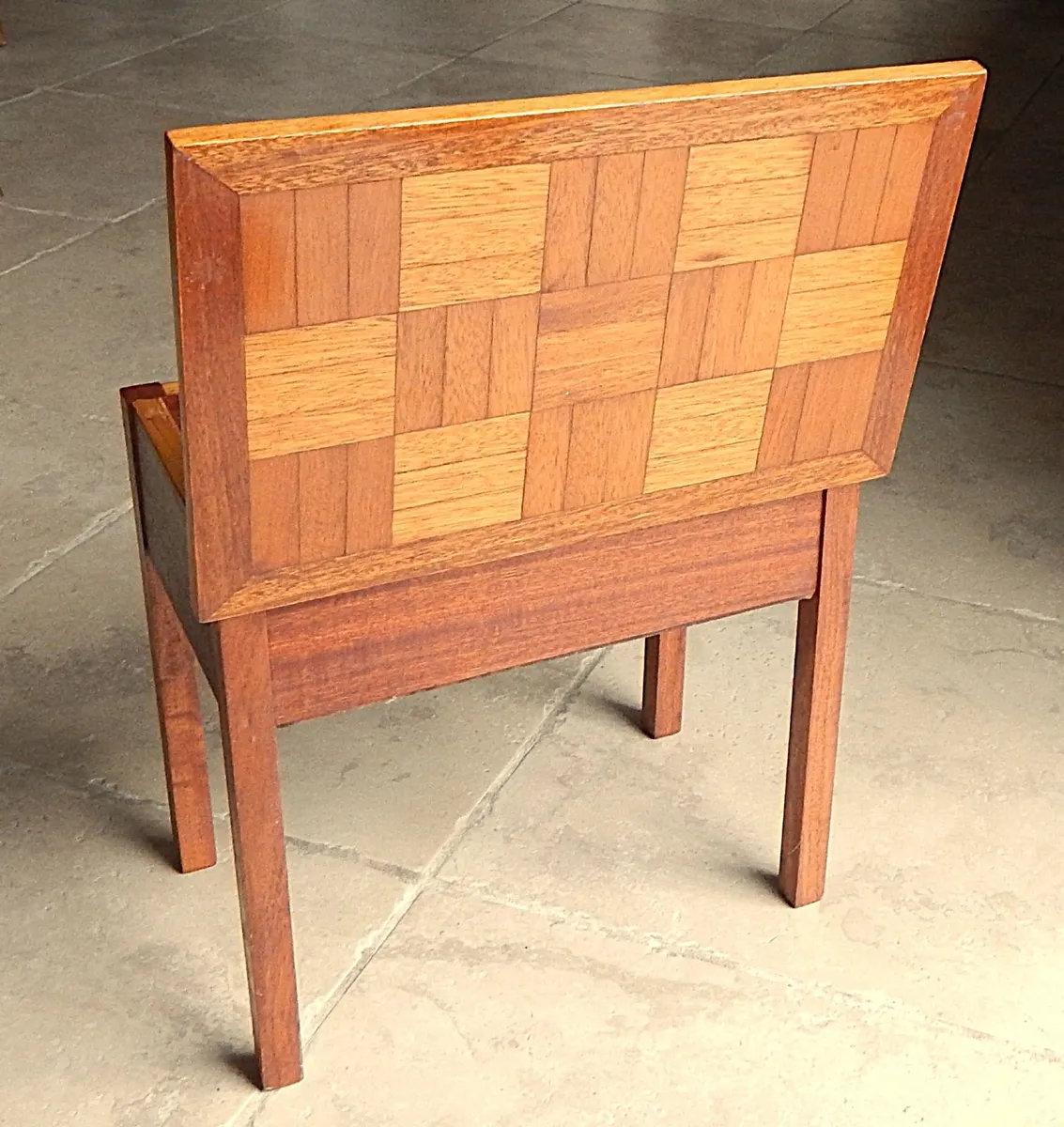 Vintage Parquetry Top Solid Wood Sewing Box - Image 3
