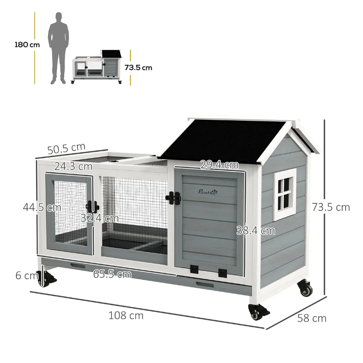 Wooden Rabbit Hutch, Guinea Pig Cage, with Removab - Image 3