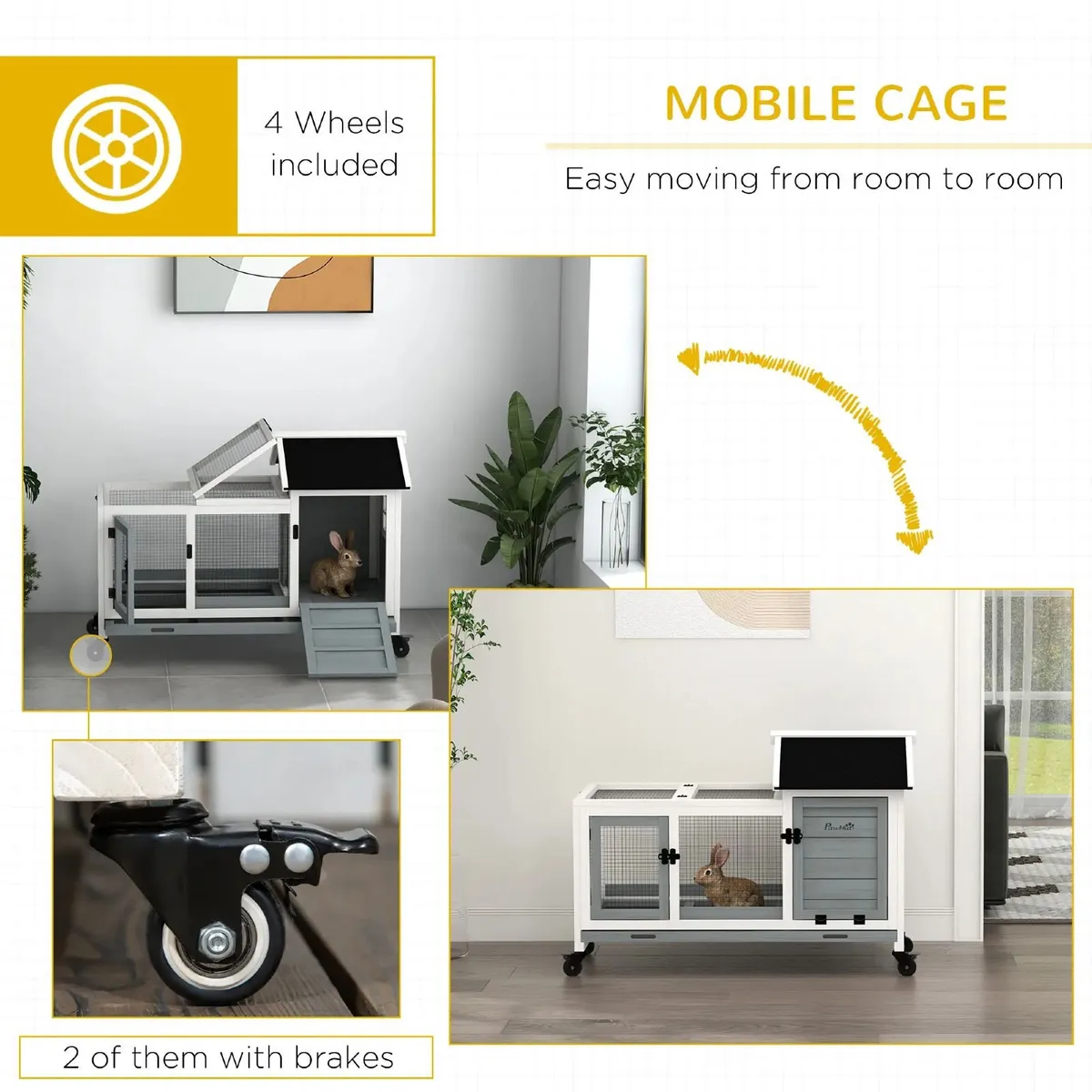 Wooden Rabbit Hutch, Guinea Pig Cage, with Removab - Image 4