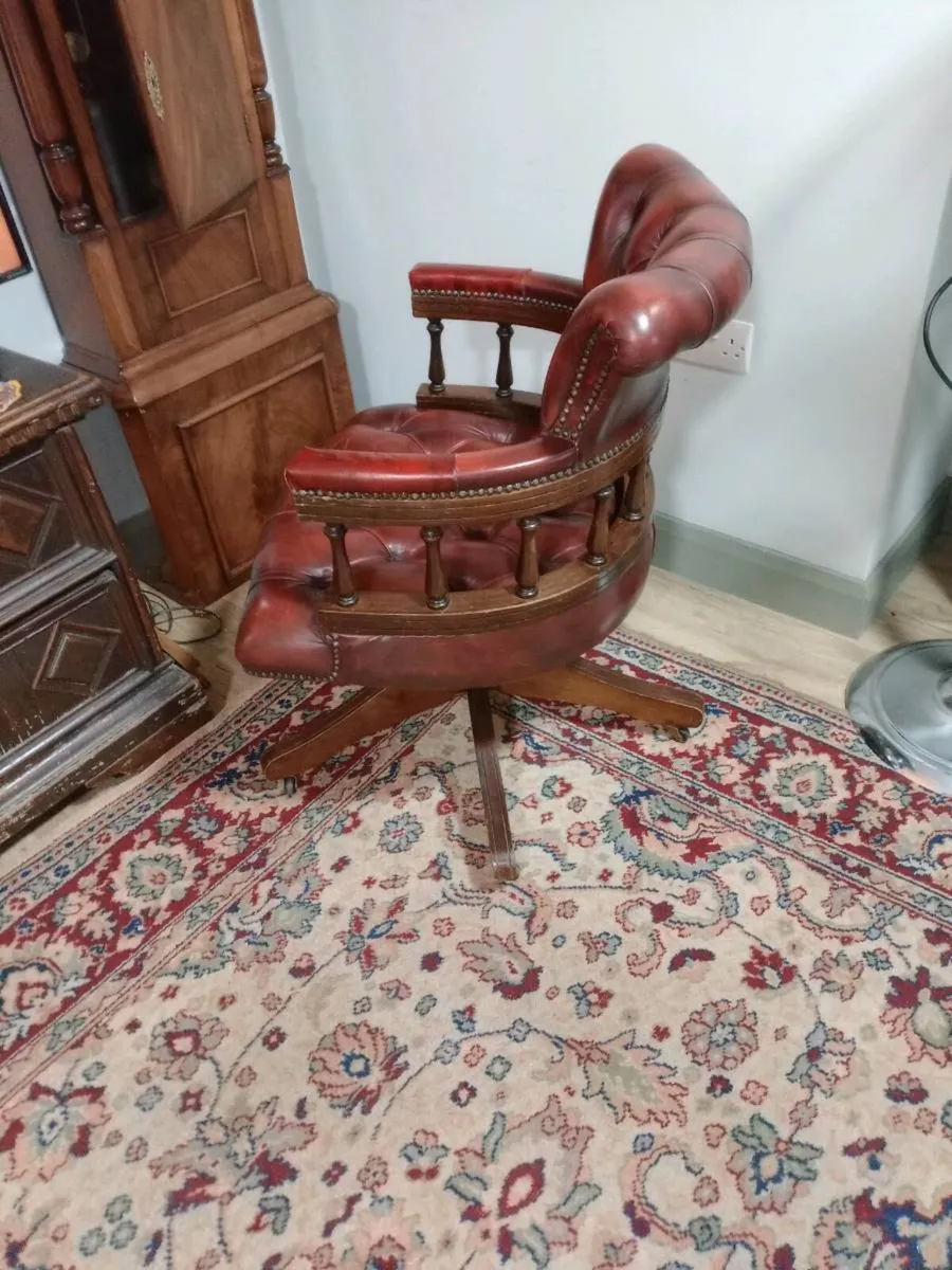 Oxblood chesterfield swivel captains chair - Image 3