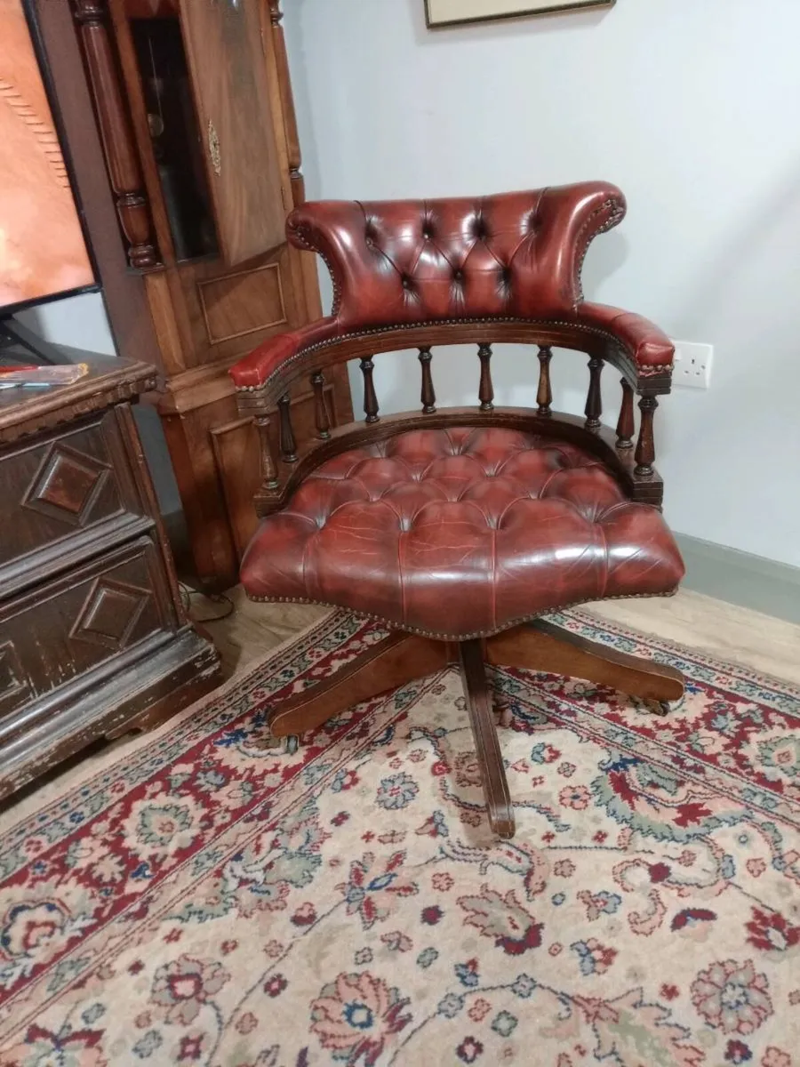 Oxblood chesterfield swivel captains chair - Image 1