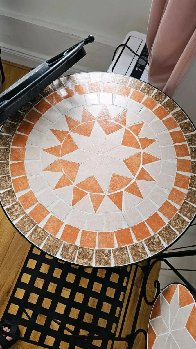 Unused Mosaic Bistro Table & 2 Folding Chairs Set - Image 3