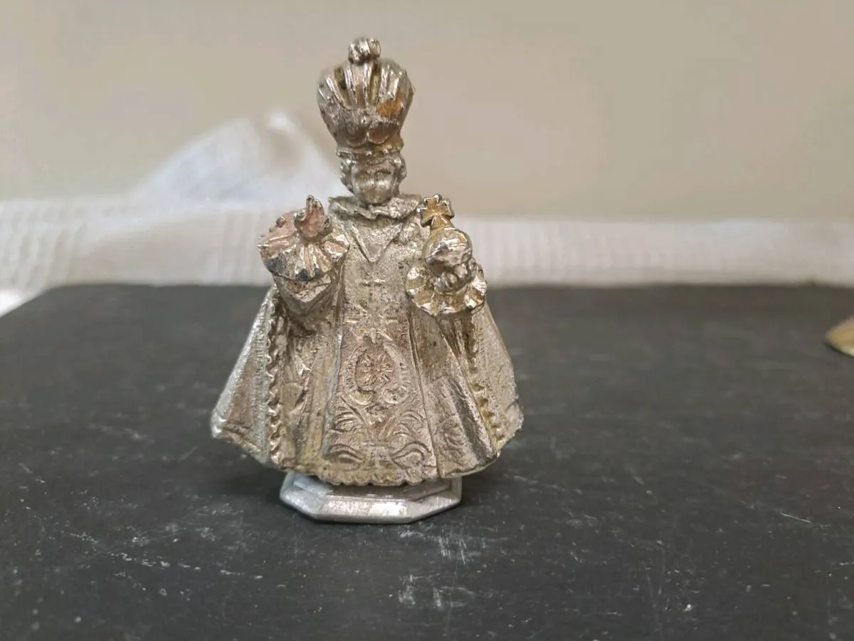 Vintage Silver-Plated Infant of Prague Statue - Image 1