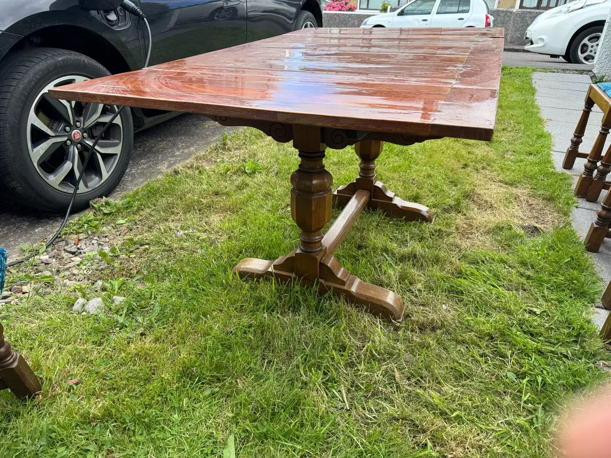 Oak Table, 6Chairs and  Loveseat - Image 3