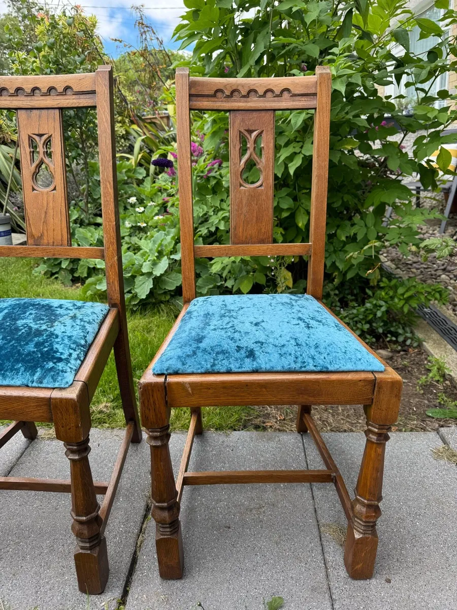 Oak Table, 6Chairs and  Loveseat - Image 2