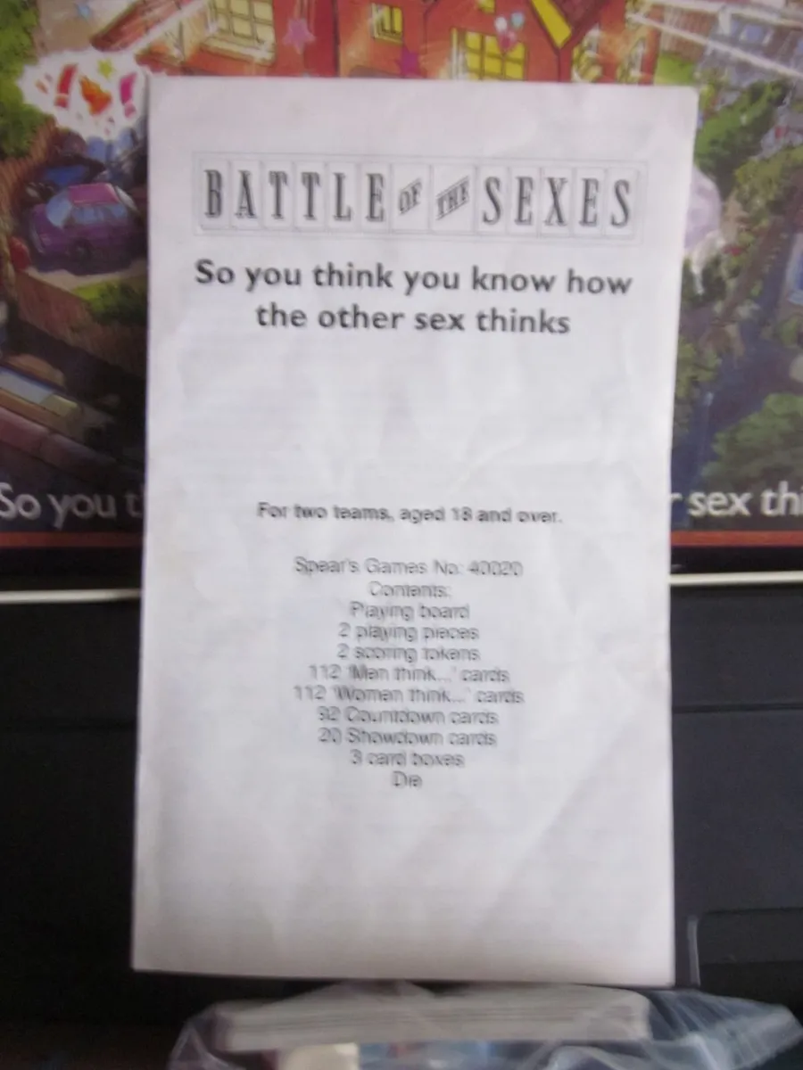 Battle Of The Sexes Board Game by Spears 1990 - Image 3