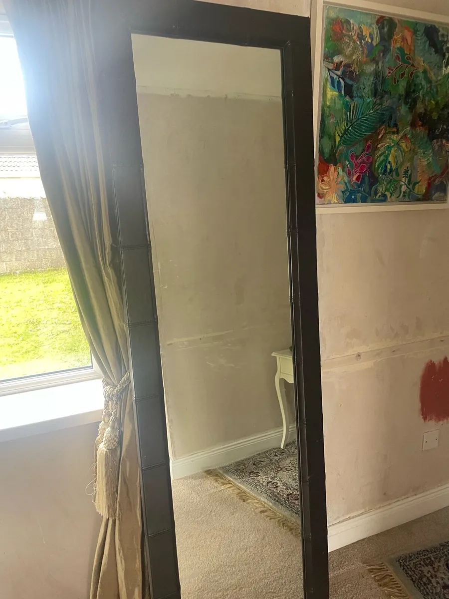 Leather trim mirror