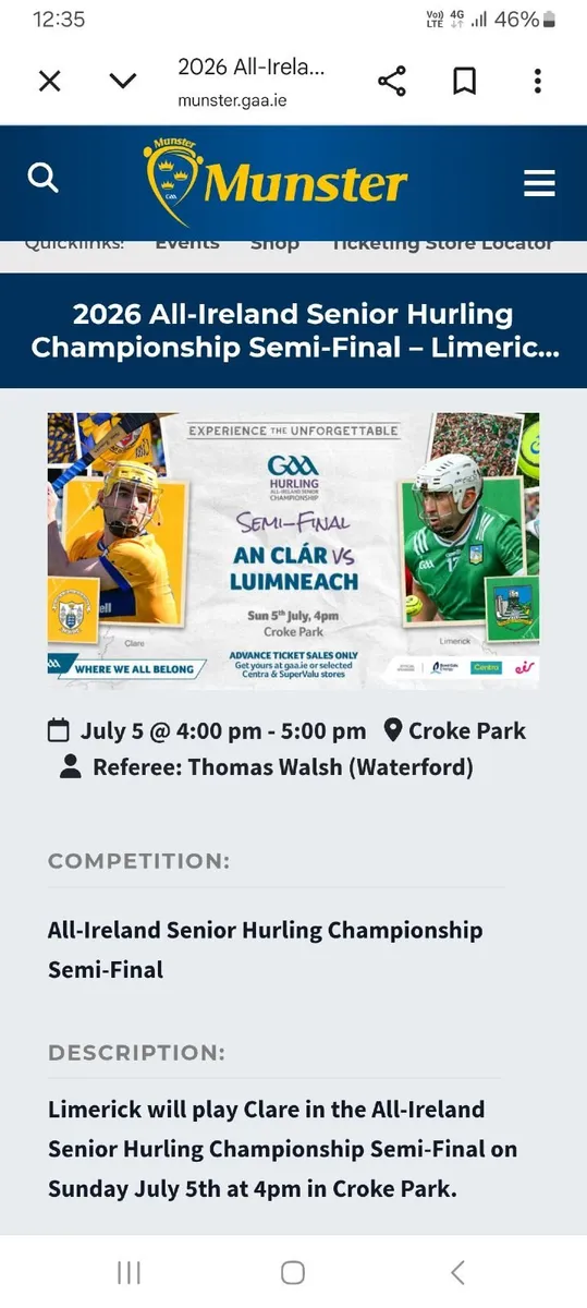 2 tickets for the hurling final limerick v clare - Image 1