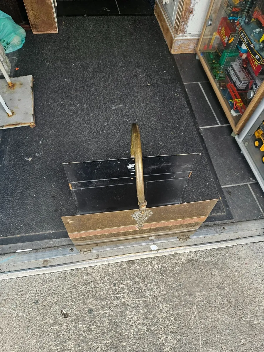 Vintage Brass Magazine Rack Claw Feet - Image 3