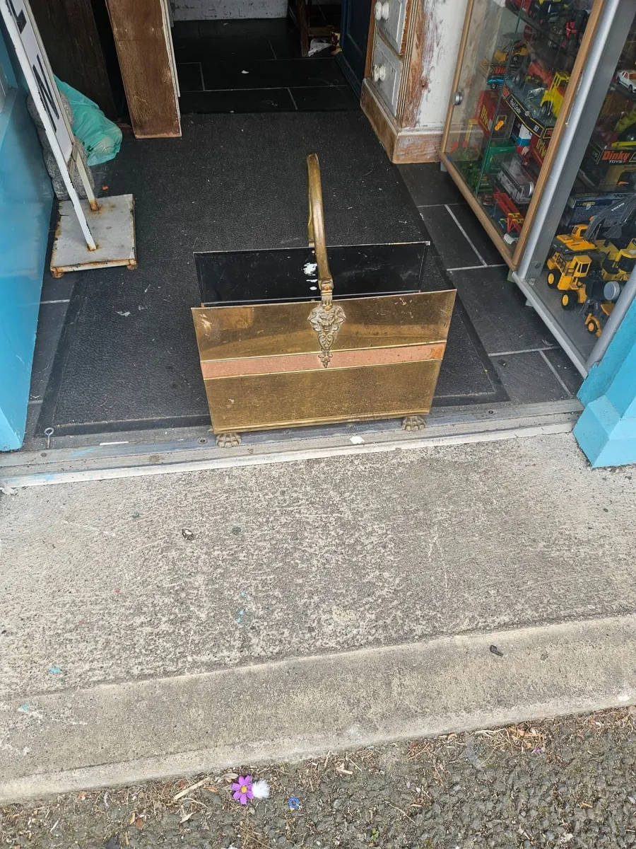 Vintage Brass Magazine Rack Claw Feet - Image 1