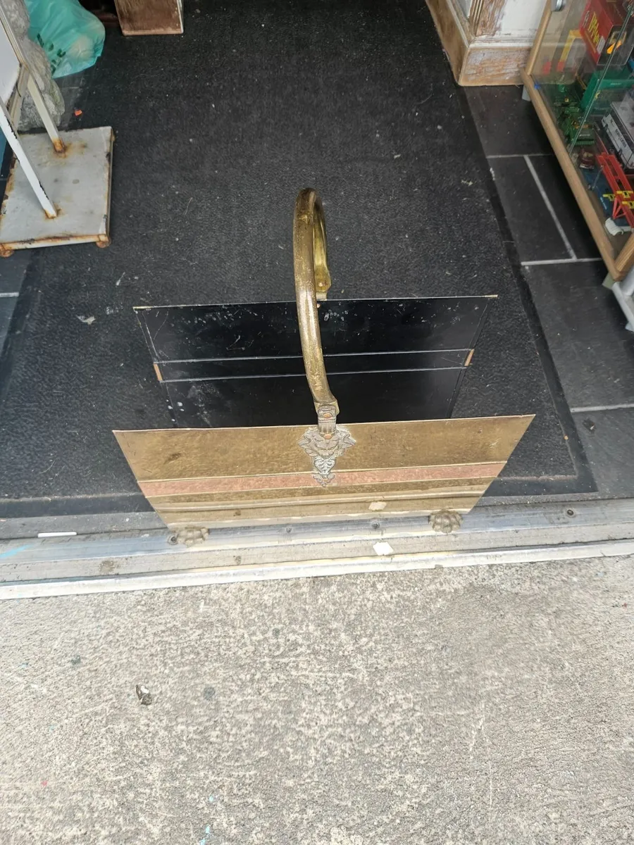 Vintage Brass Magazine Rack Claw Feet - Image 2