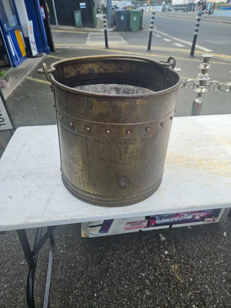 Vintage Brass Copper Bucket - Image 2